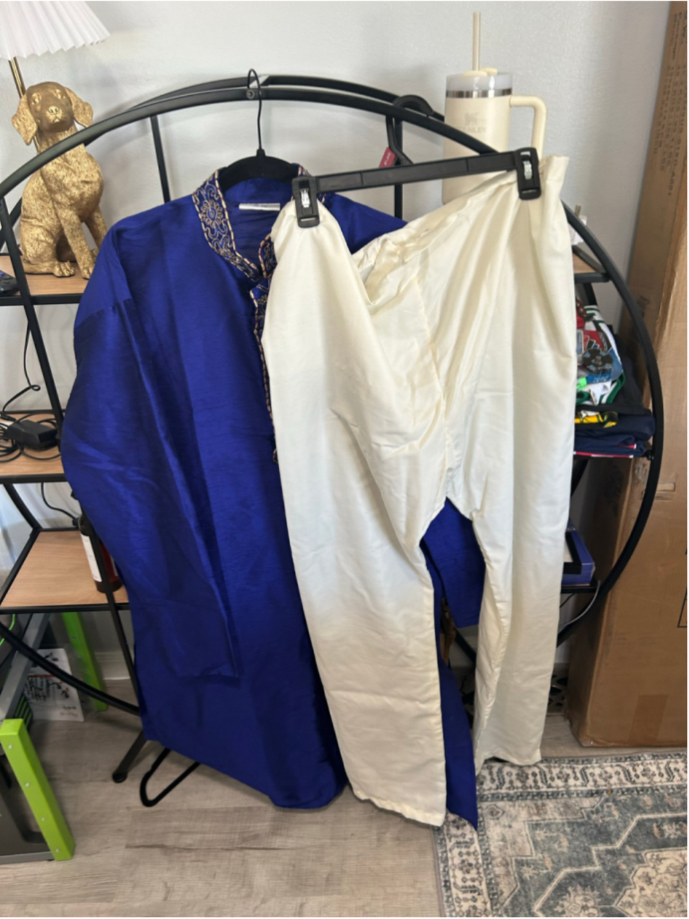 Men's Sonisha Kurta Set XXL Blue and White